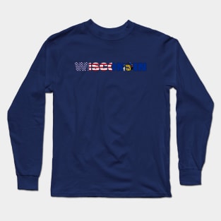 Wisconsin State Flag/American Flag logo Long Sleeve T-Shirt